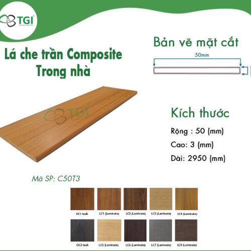 Lá Che Trần Gỗ Nhựa 5cm C50T3